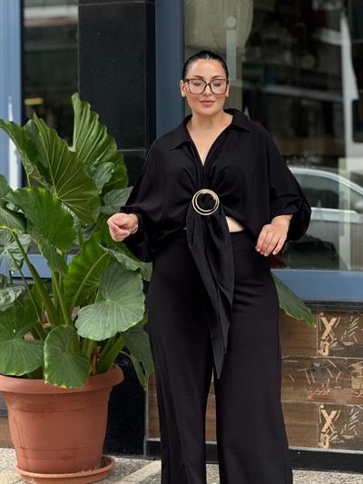 TOKA DETAY GÖMLEK BLUZ SİYAH