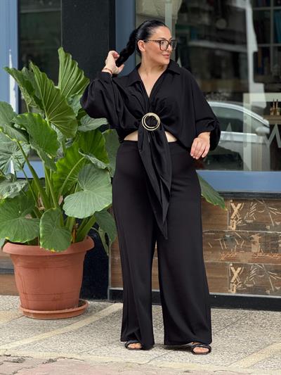 TOKA DETAY GÖMLEK BLUZ SİYAH