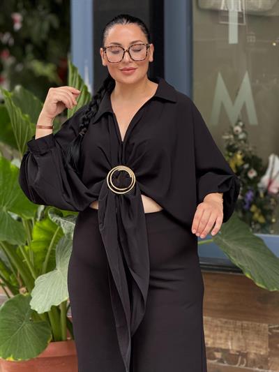 TOKA DETAY GÖMLEK BLUZ SİYAH