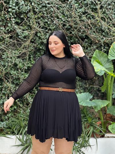 TRANSPARAN TRİKO SİYAH BLUZ