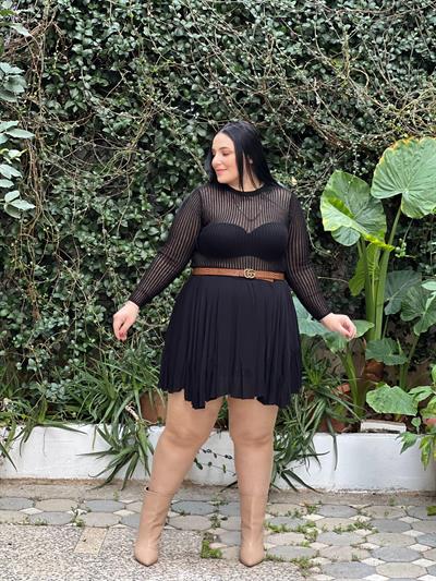 TRANSPARAN TRİKO SİYAH BLUZ