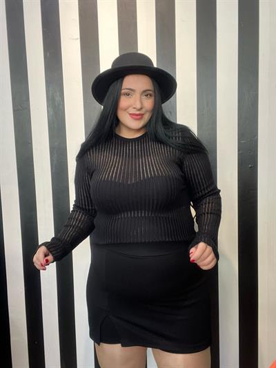 TRANSPARAN TRİKO SİYAH BLUZ