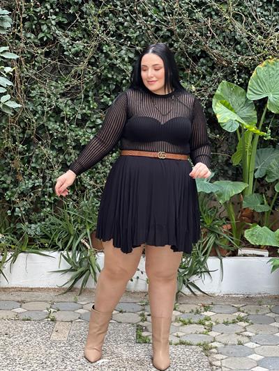 TRANSPARAN TRİKO SİYAH BLUZ