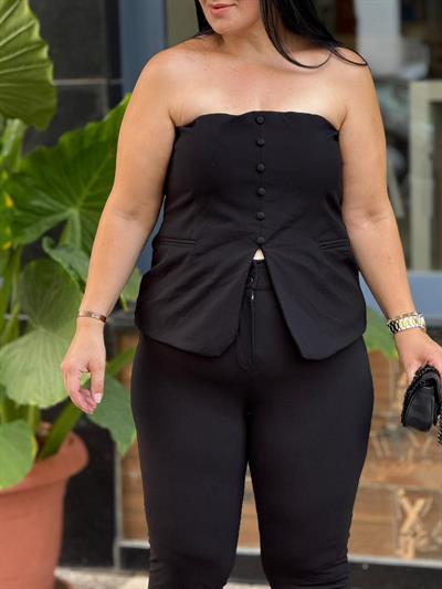 Valeria Siyah Straplez Yelek