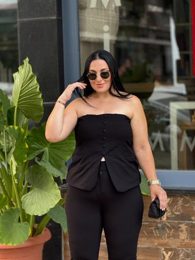 Valeria Siyah Straplez Yelek