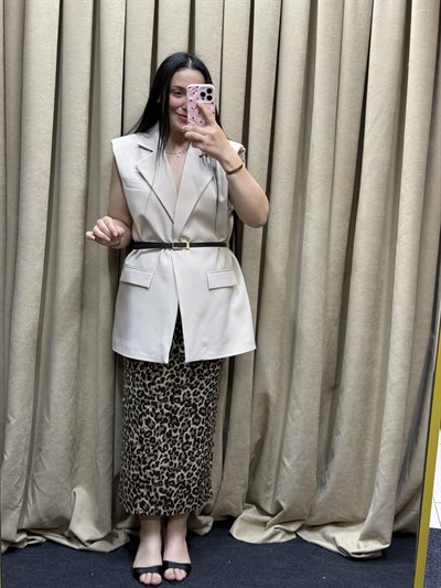 VANGUARD Kemer Detaylı Krem Yelek