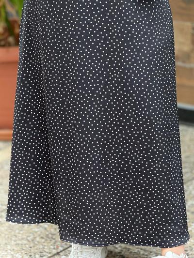 Veloura Küçük Puantiyeli Saten Etek