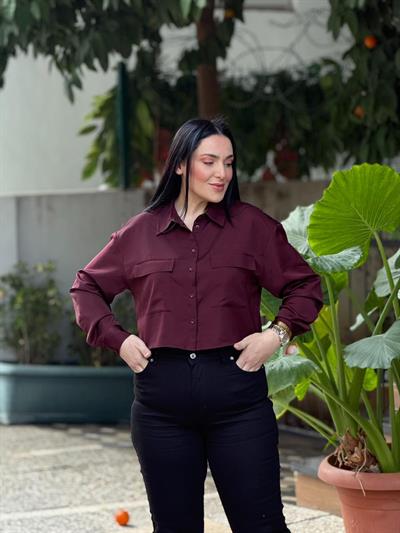 Vesper Bordo Klasik Cep Gömlek