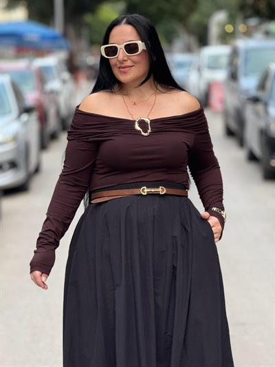 Veyona Kahgverengi Bluz