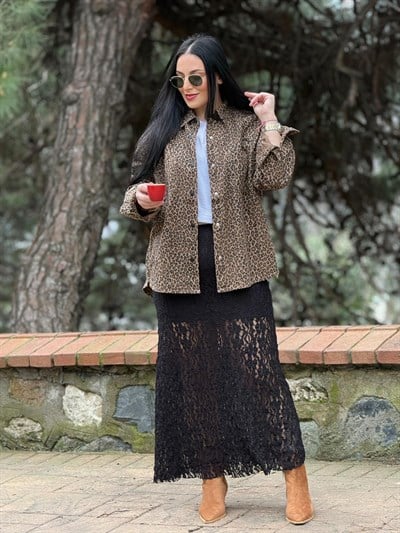 Vionell Siyah Dantel Etek