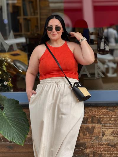 VLA TURUNCU HALTER BLUZ