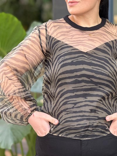 Wild Sheer Tül Bluz