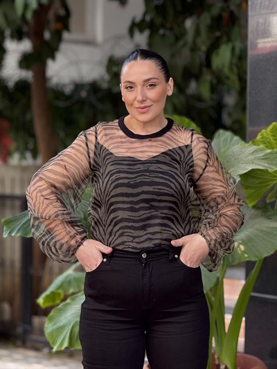 Wild Sheer Tül Bluz