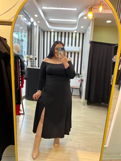 XR MADONNA YAKA SİYAH ELBİSE 