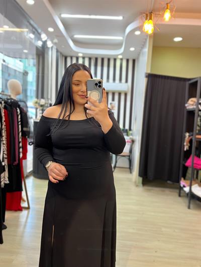 XR MADONNA YAKA SİYAH ELBİSE 