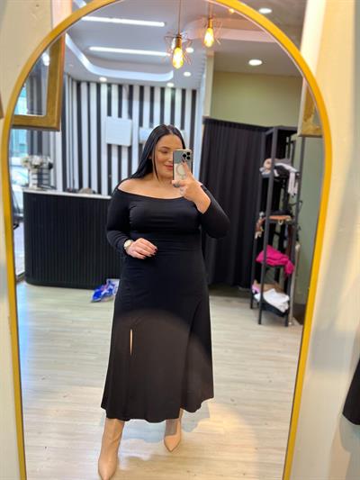 XR MADONNA YAKA SİYAH ELBİSE 