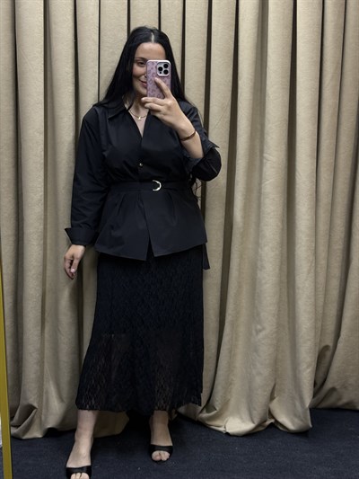 ZS Siyah Dantel Etek 