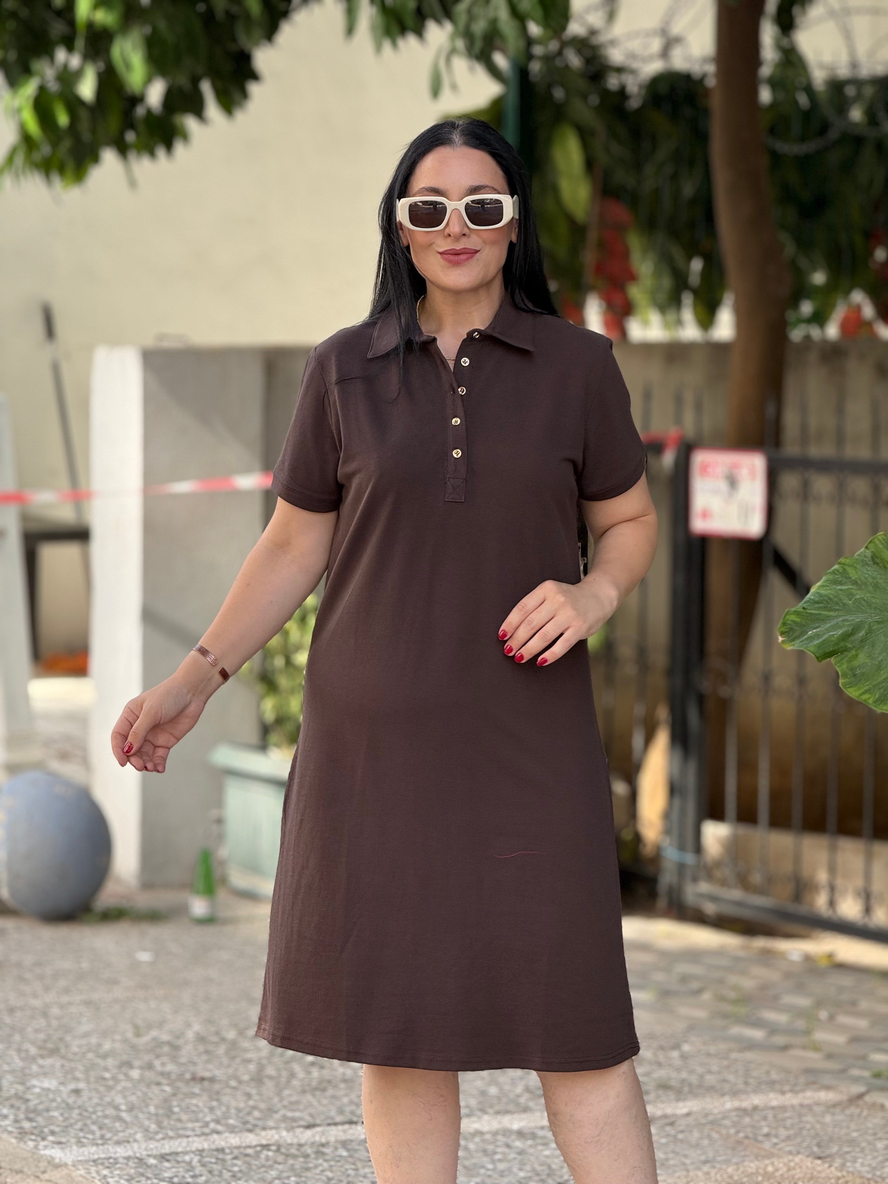 RUBY Polo Elbise Kahverengi 