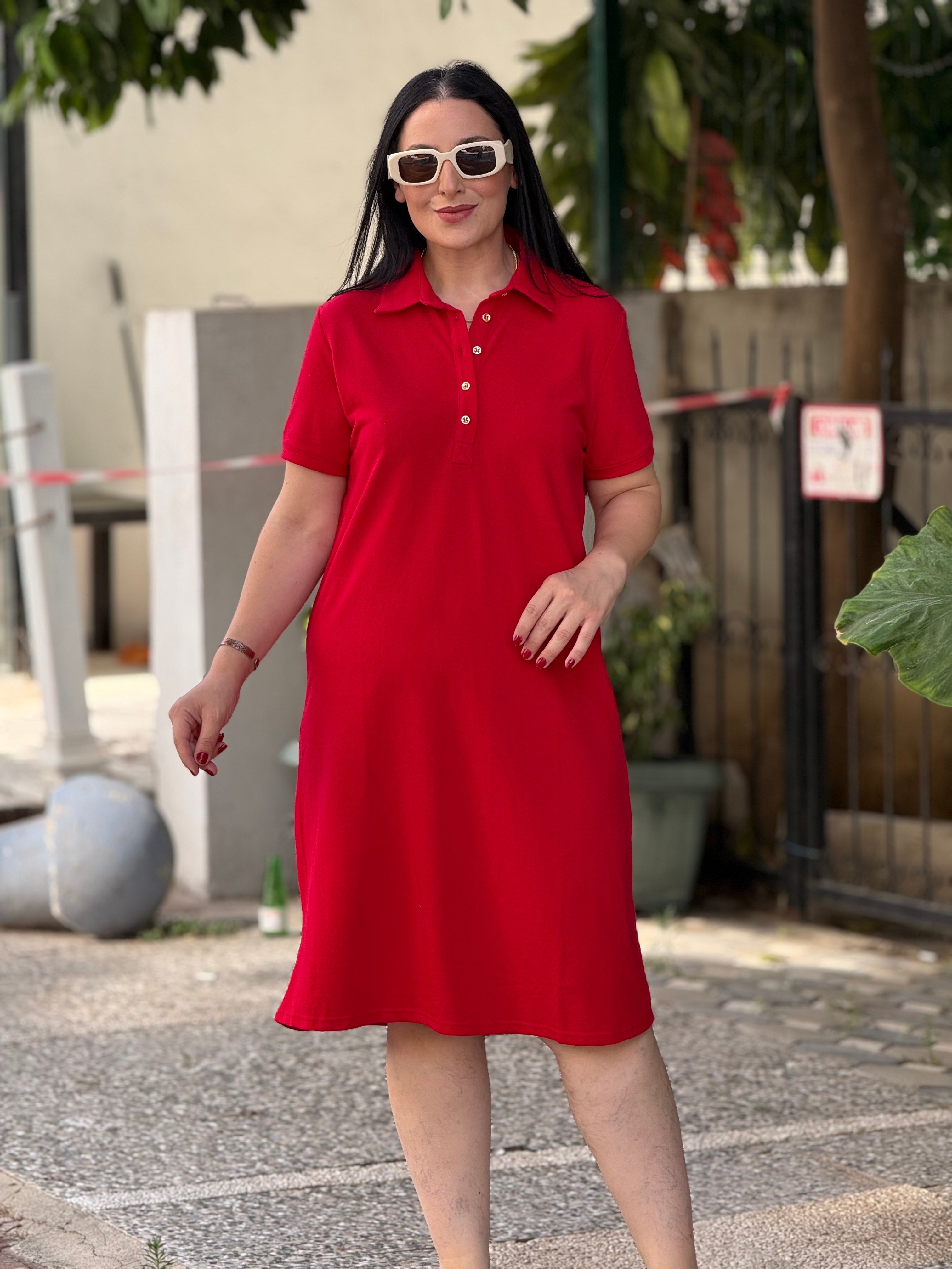 RUBY Polo Elbise Kırmızı 