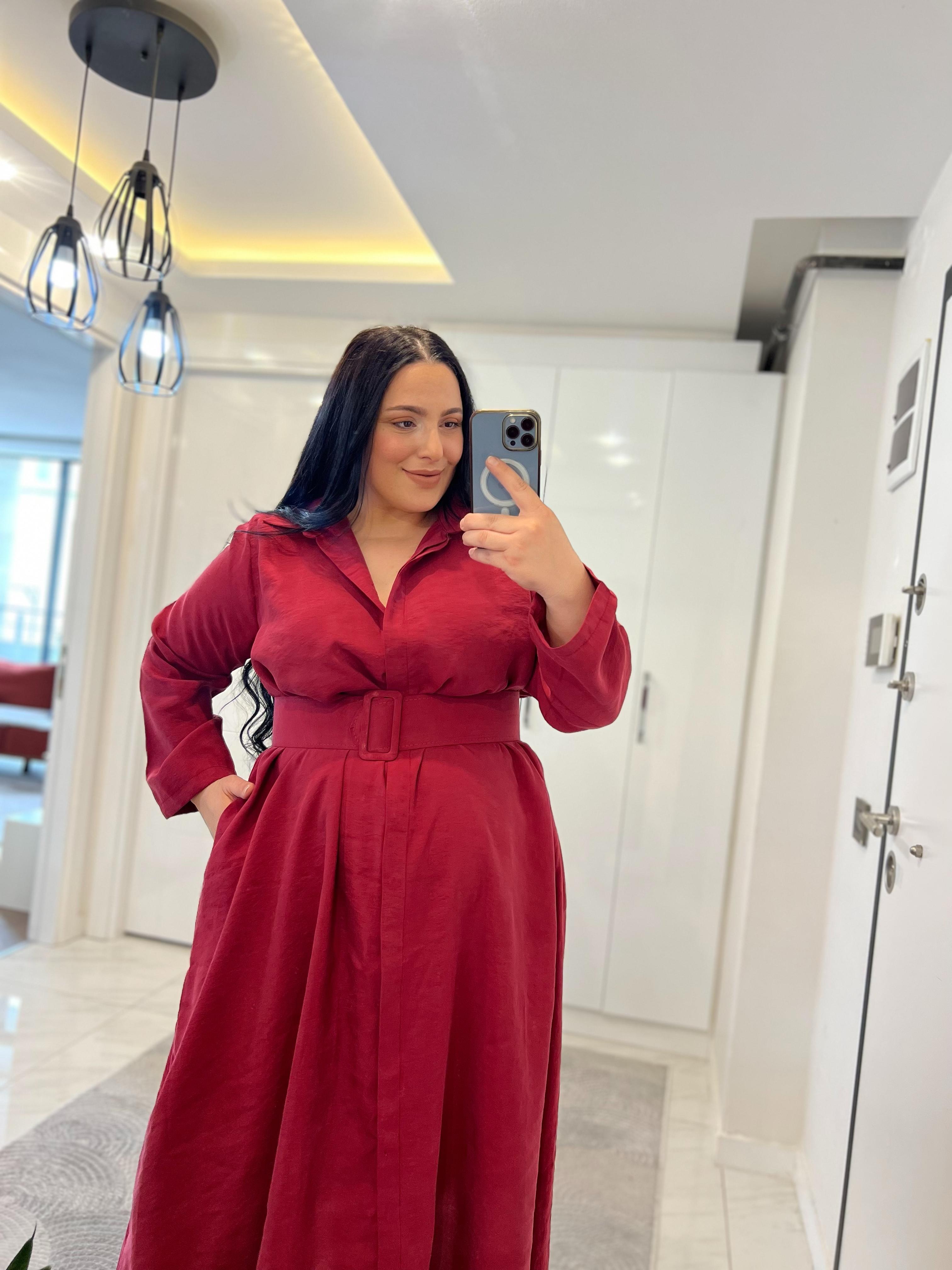 SD BORDO GÖMLEK ELBİSE 