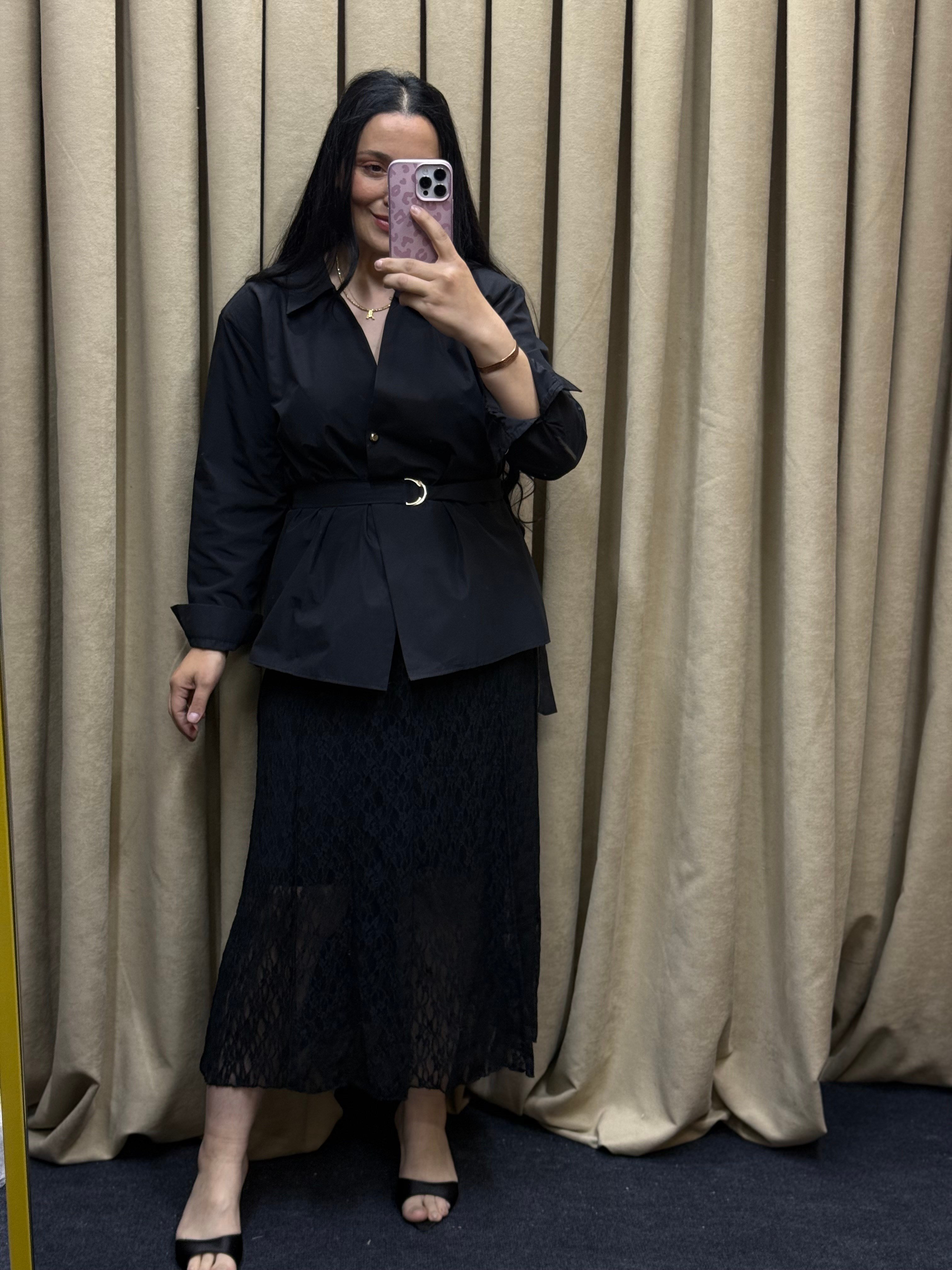 ZS Siyah Dantel Etek 