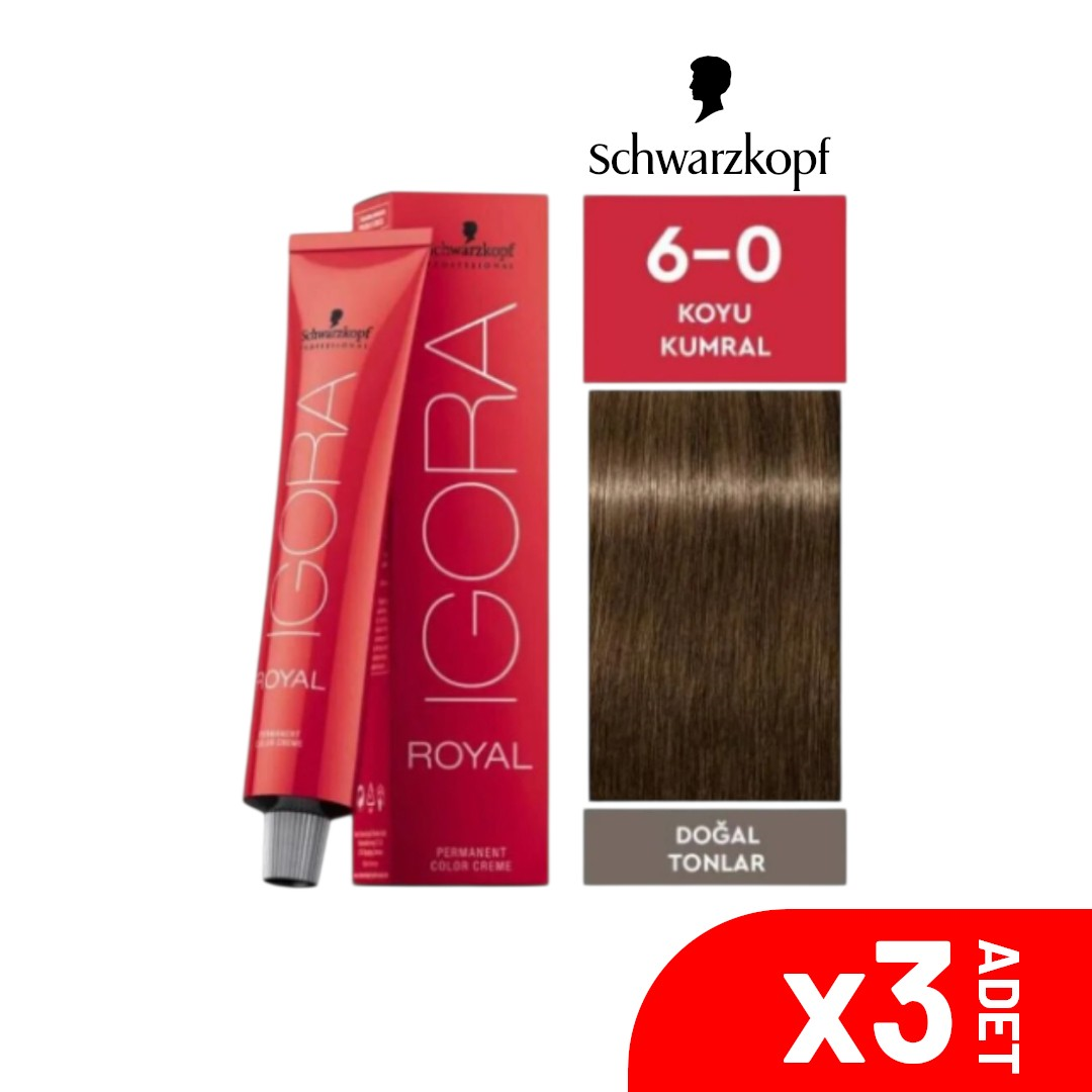 Igora Royal 6-0 Koyu Kumral Saç Boyası 60ML-3LÜ