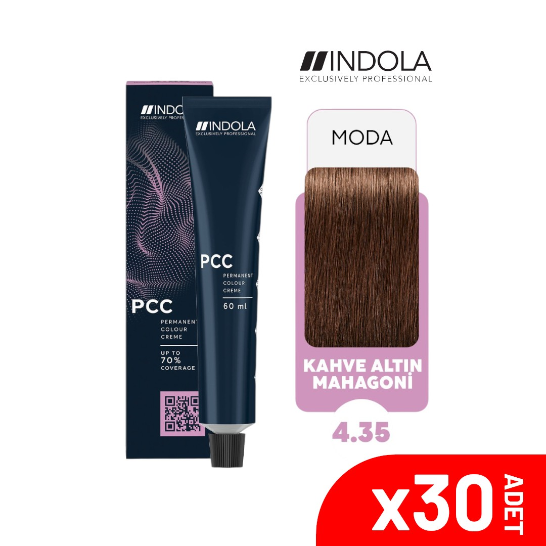 Indola PCC 4.35 60 ML Kahve Altın Mahagoni Saç Boyası-30'lu