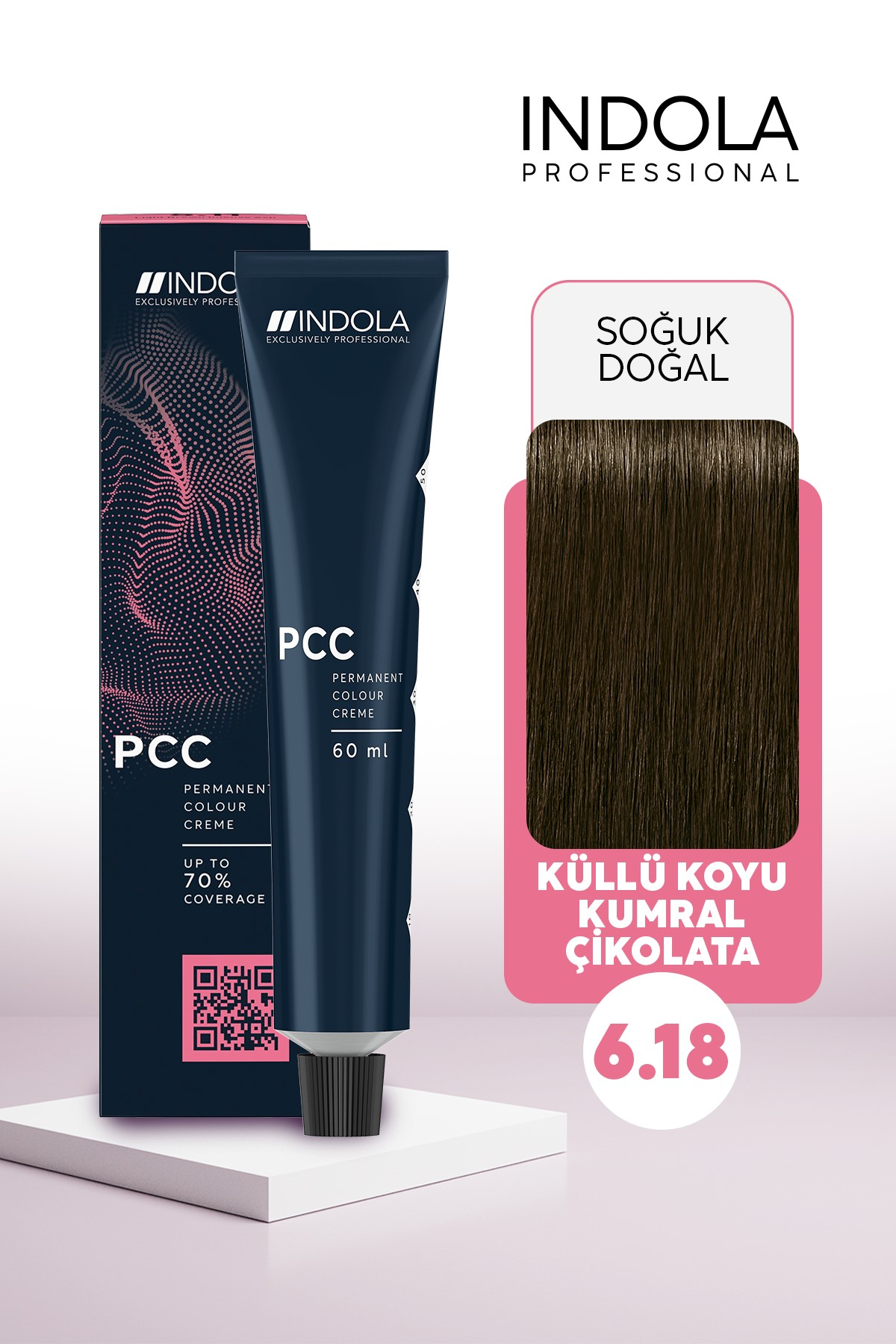 Indola  PCC 6.18 60ML küllü koyu kumral çikolata Saç Boyası