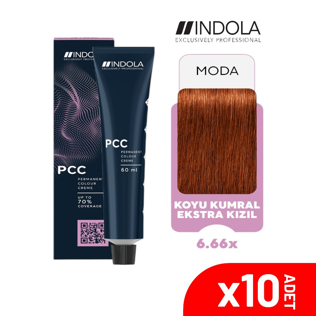 Indola PCC 6.66X  60ML Koyu Kumral Extra Yoğun Kızıl Saç Boyası-10LU