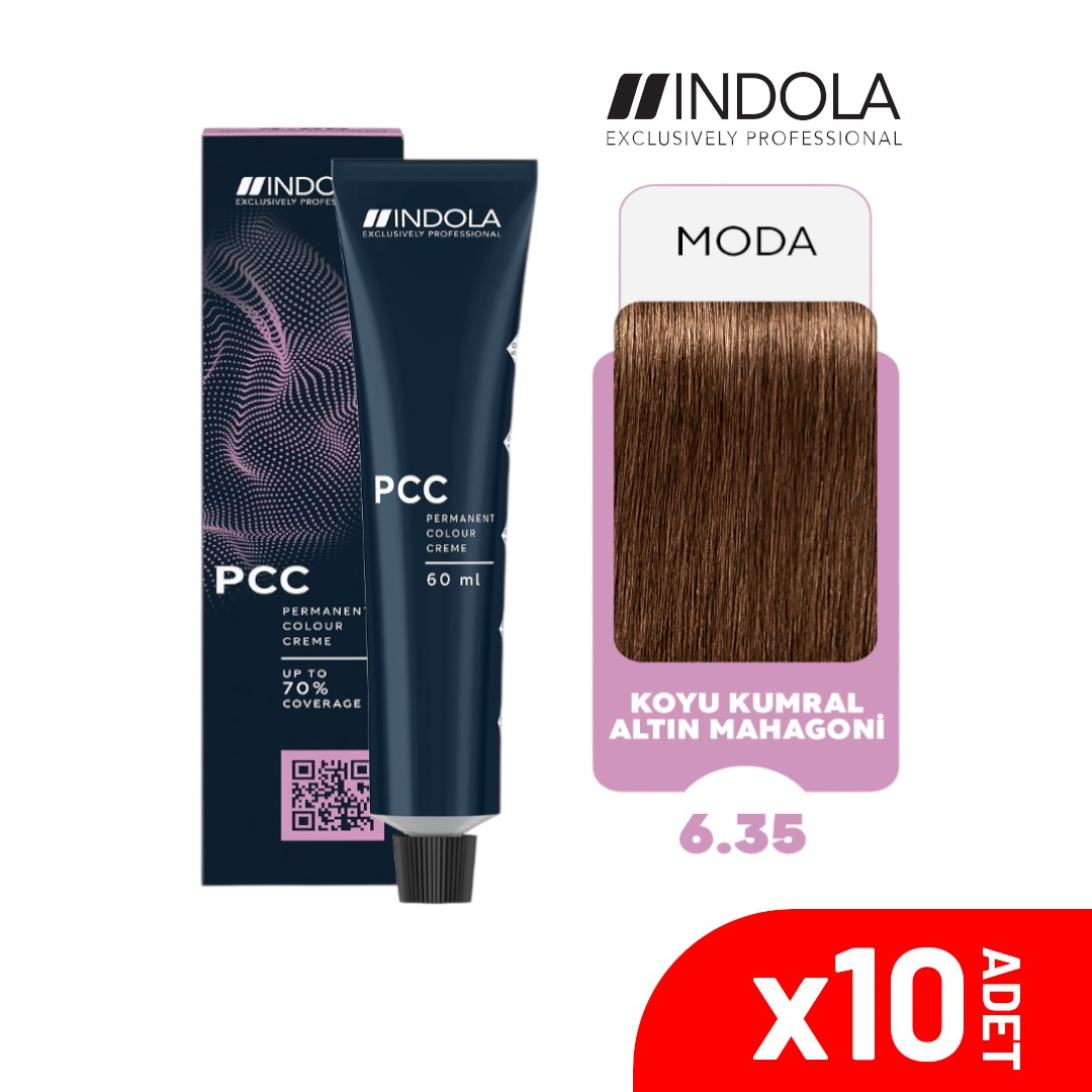 Indola PCC 6.35 Koyu Kumral Altın Mahagoni 60ML Saç Boyası-10LU