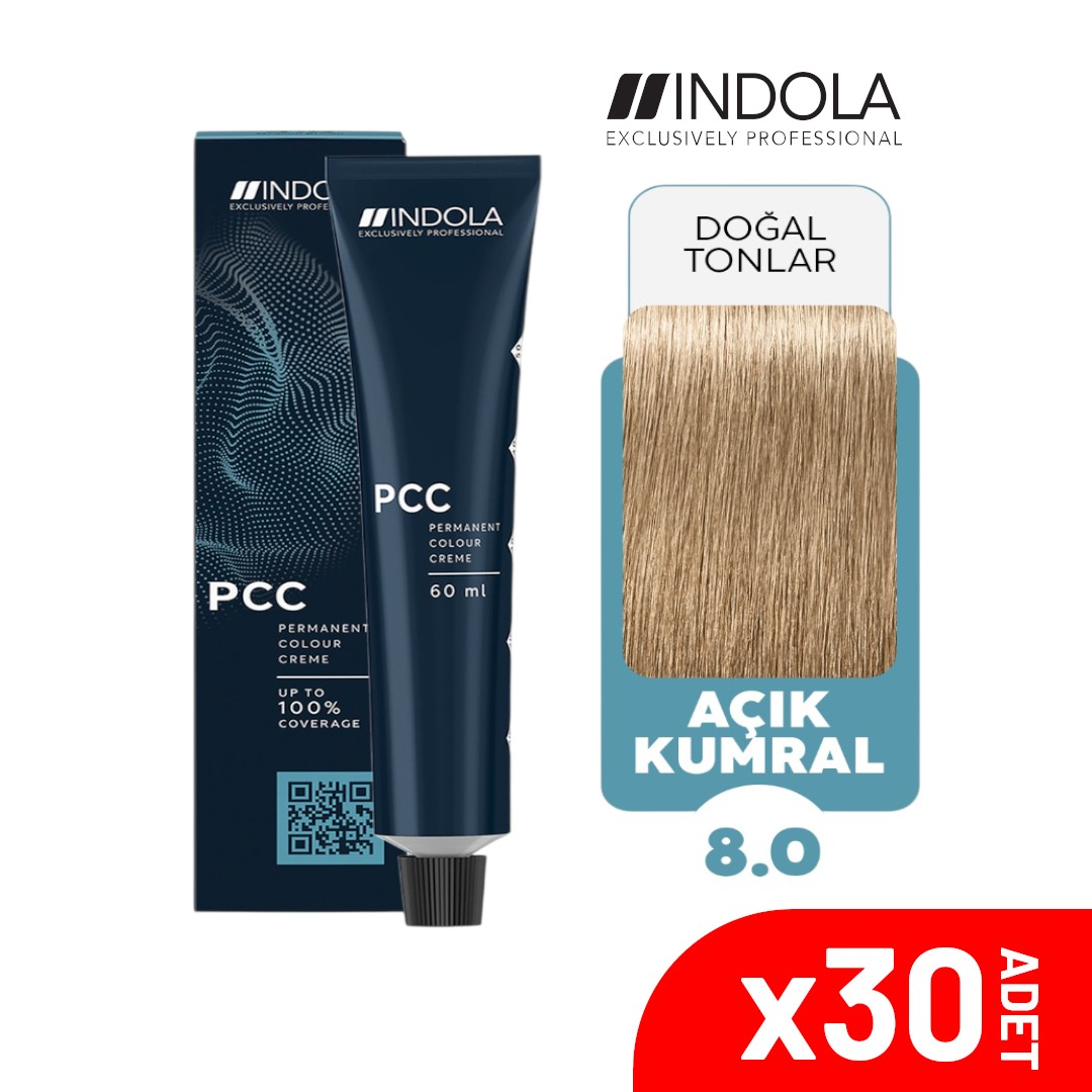Indola PCC 8.0 60ML Açık Kumral Saç Boyası-30'lu