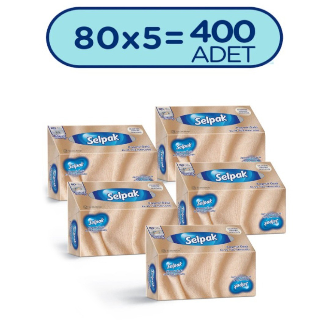 Selpak El Yüz Havlusu Kaşmir 80 Yaprak-5Lİ
