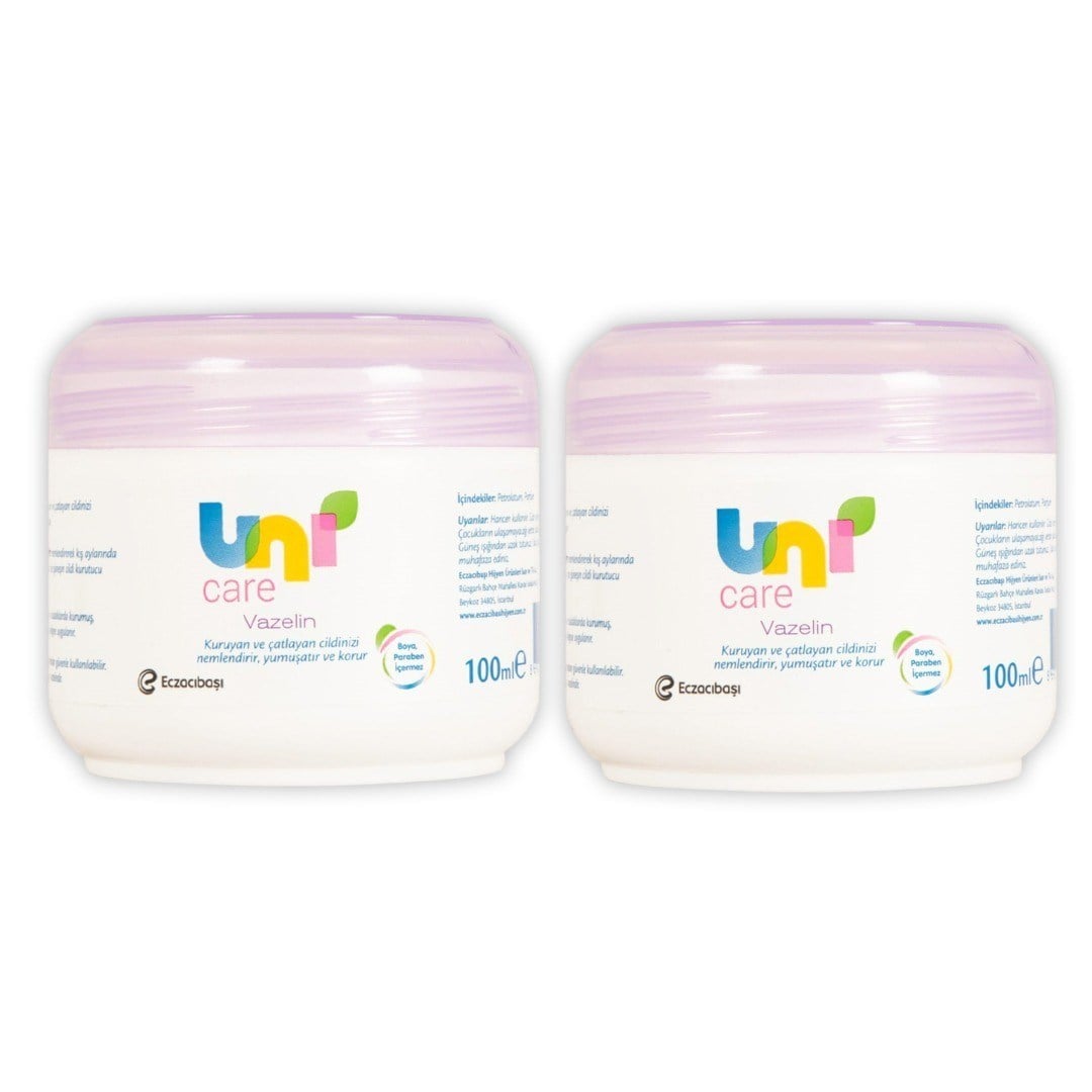 Uni Baby Uni Care Vazelin 100 ml - Yoğun Nemlendirici El, Ayak ve Vücut Bakım Kremi 2'li