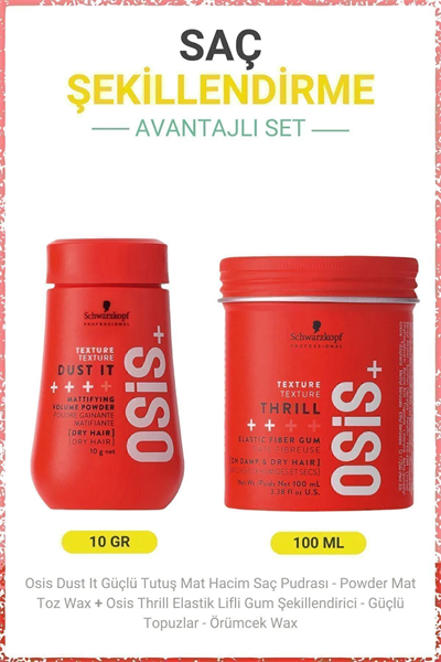 OSiS Dust it 10g Mat Pudra+OSİS Thrill 100ml Lifli