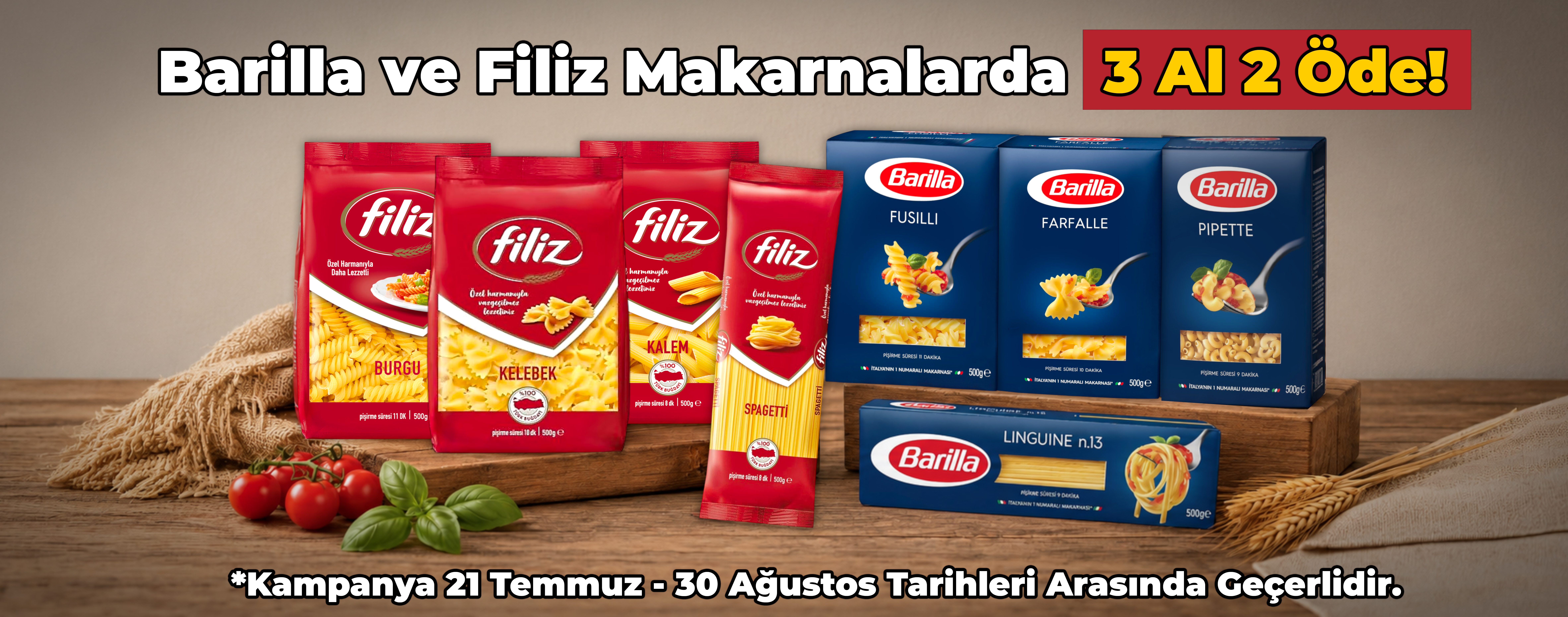 Barilla ve Filiz Makarnalardan 3 Al 2 Öde!