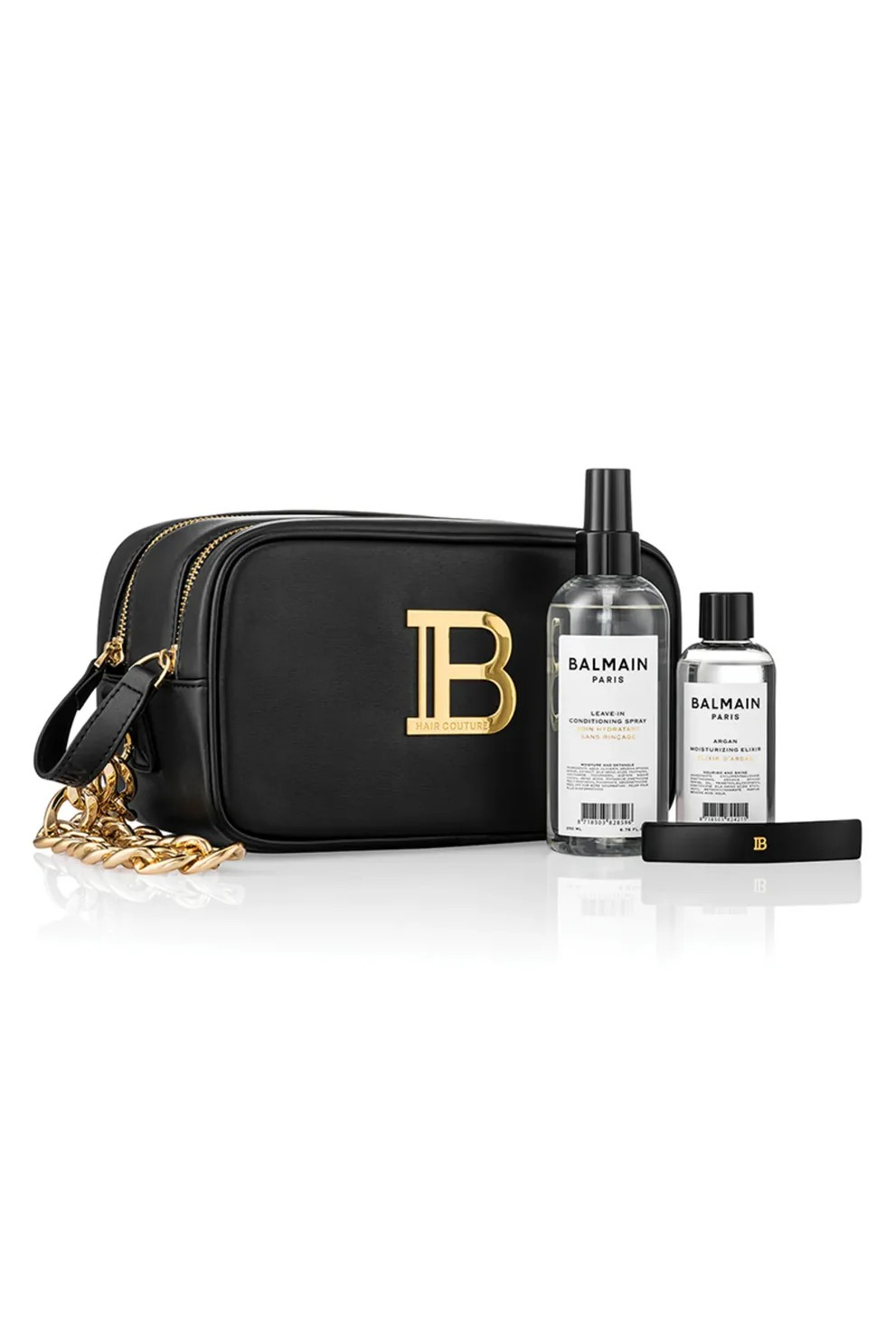 Balmain Toiletry Bag Saç Bakım Seti (Leave in, Argan Elixir, Barrette Medium Black)