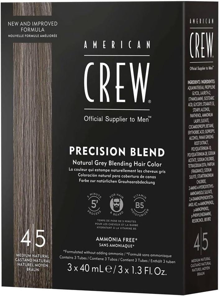 American Crew Precision Blend Amonyaksız Erkek Saç Sakal Boyası 3x40ml | 4-5 Medium Natural (Kahve)