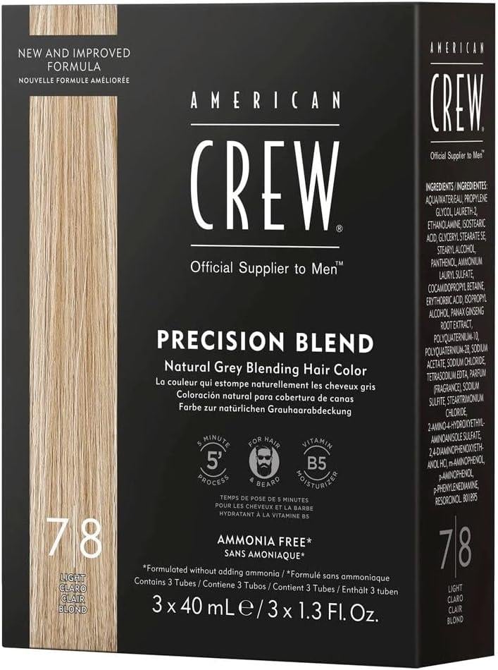 American Crew Precision Blend Amonyaksız Erkek Saç Sakal Boyası 3x40ml | 7-8 Light (Sarı)