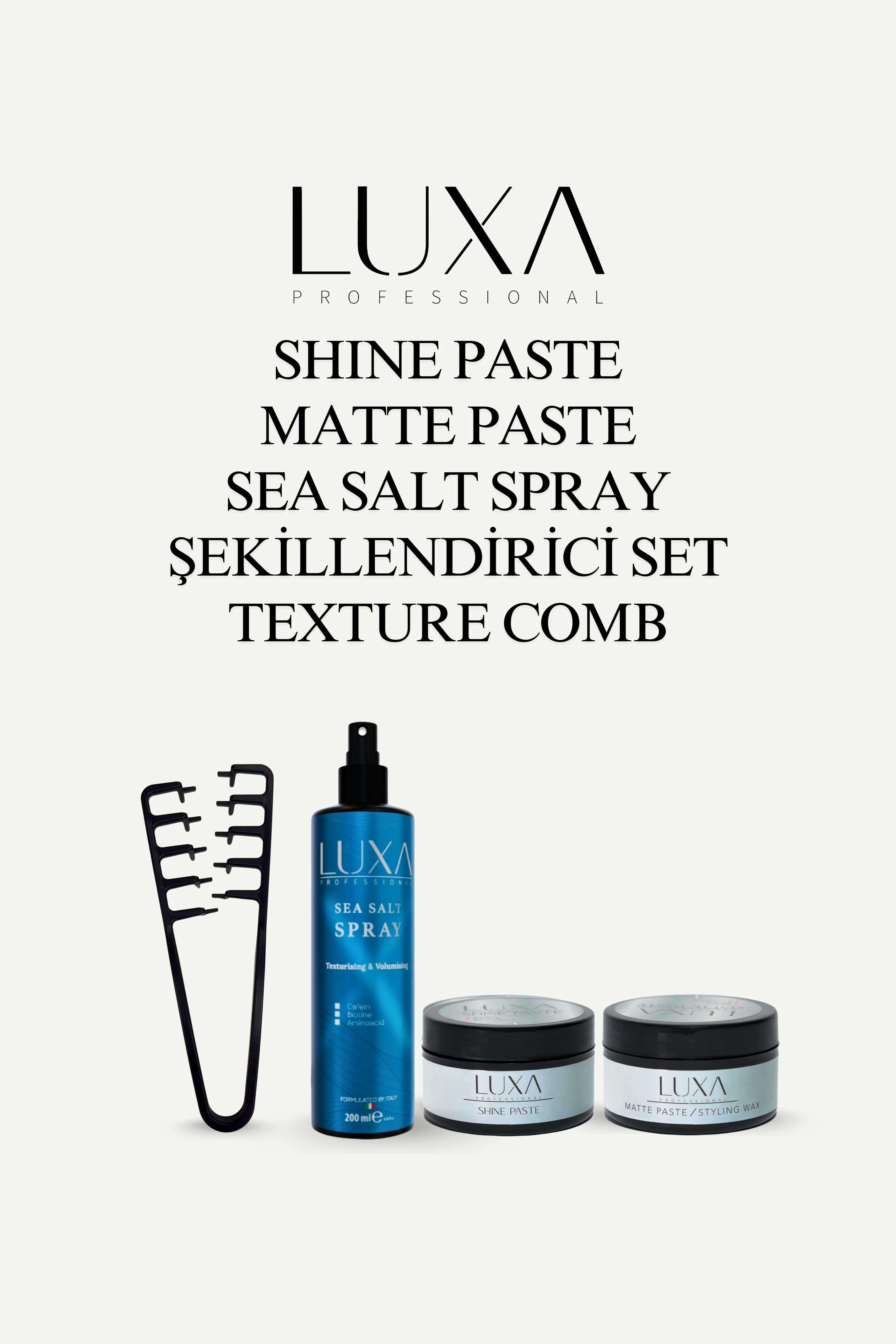 Luxa Professional Saç Doku Tarağı + Mat Wax 100 ml + Deniz Tuzu Spreyi 200 ml (3'lü Şekillendirici Set 2)