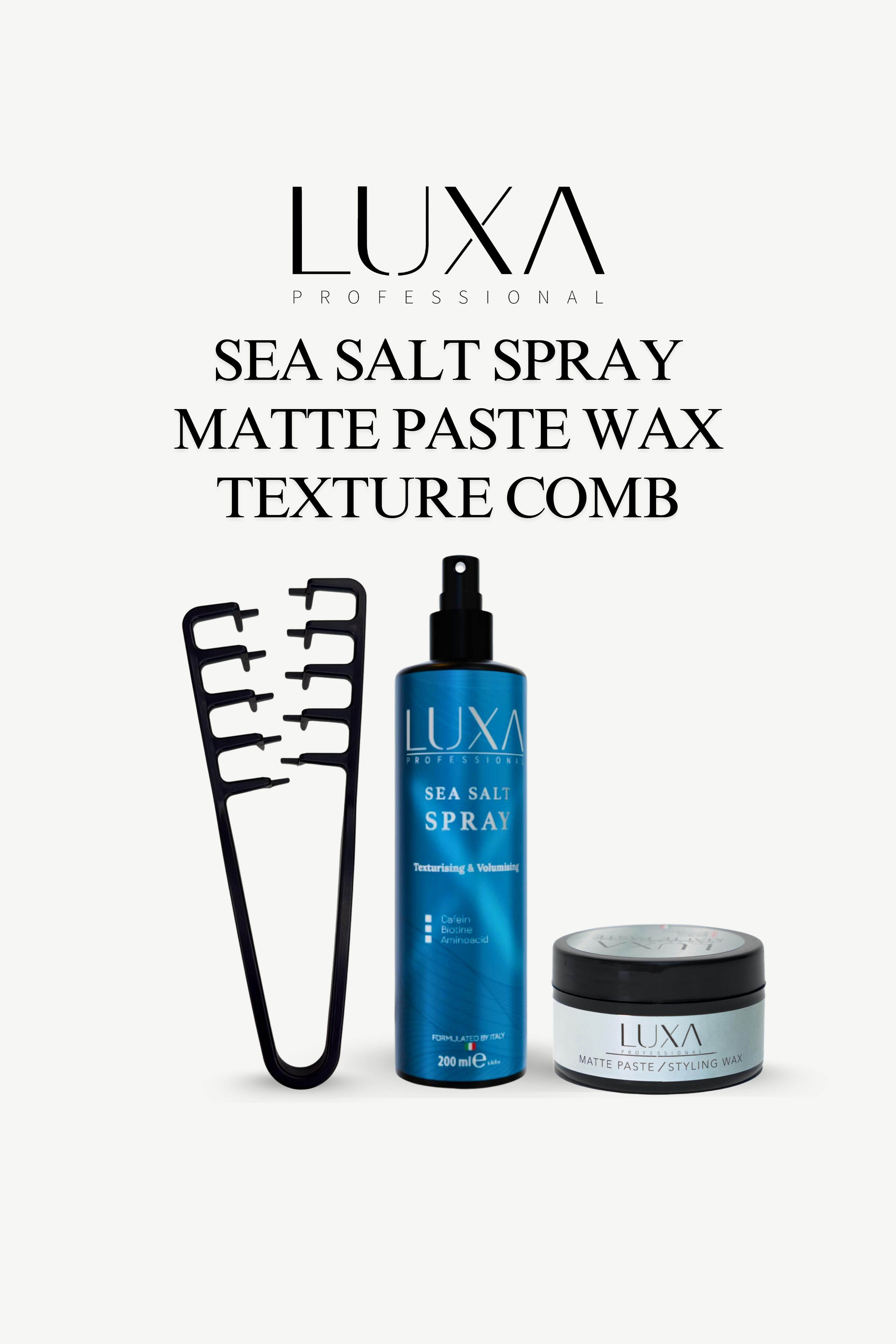 Luxa Professional Saç Doku Tarağı + Mat Wax 100 ml + Deniz Tuzu Spreyi 200 ml