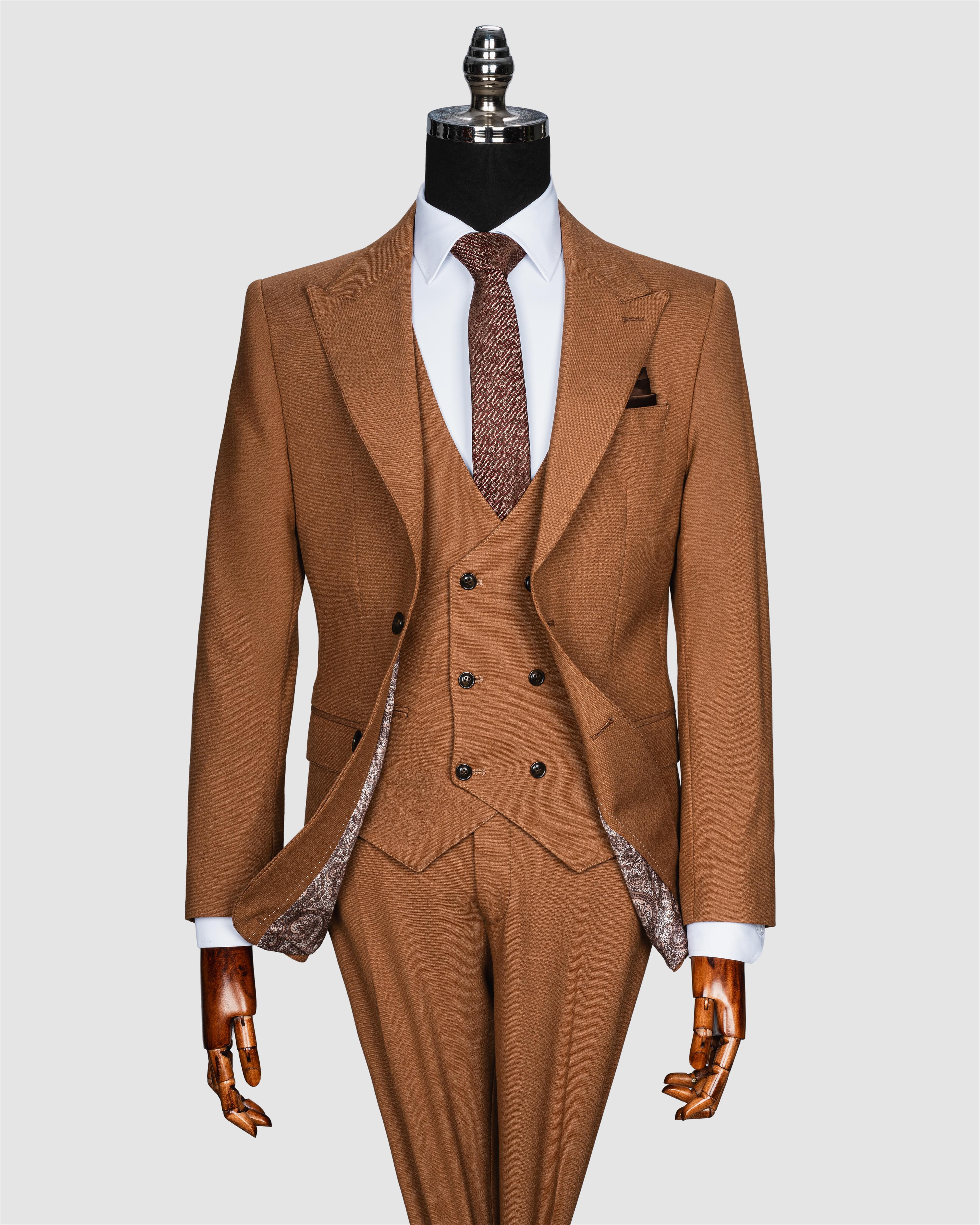 Ech.2351 Düz Kumaş Yelekli Takım Elbise