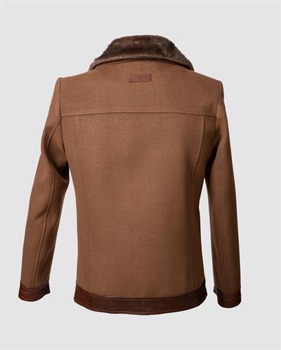 Deri Cepli Kürklü Kaşe Ceket