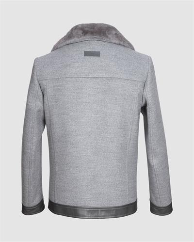 Deri Cepli Kürklü Kaşe Ceket