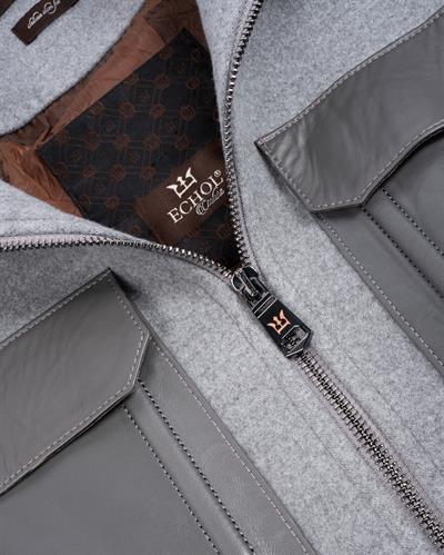 Deri Cepli Kürklü Kaşe Ceket