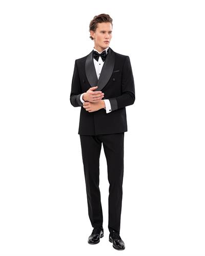 5842 Şal Yaka 4 Düğmeli Kruvaze Damatlık