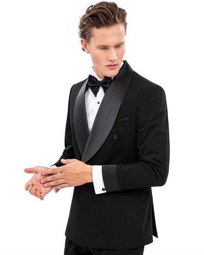 5842 Şal Yaka 4 Düğmeli Kruvaze Damatlık