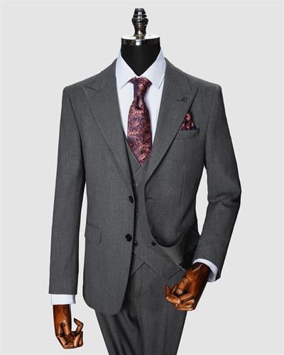 Ech. 2352 Düz Kumaş Yelekli Takım Elbise