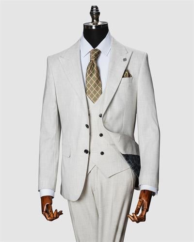 Ech. 2352 Düz Kumaş Yelekli Takım Elbise