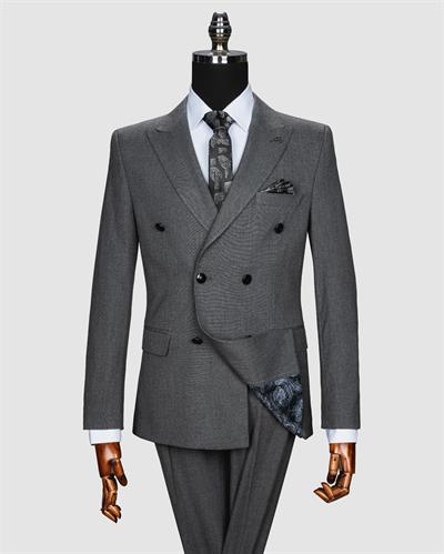 Ech. 2344 Düz Kumaş Kruvaze Takım Elbise