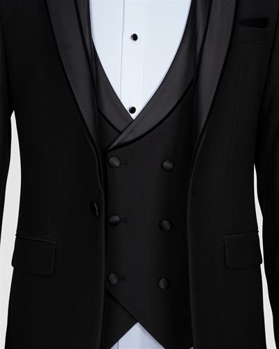 Ech.5689-03 İnce Kadife Ç.Yaka Yelekli Damatlık